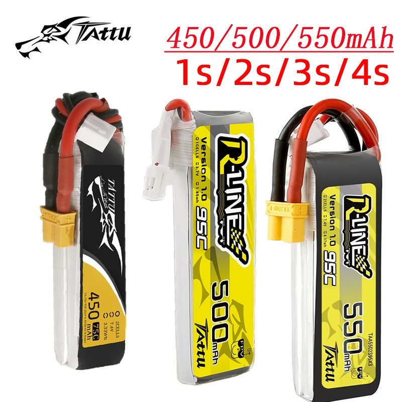 Lipo Battery 4S - 3Pcs NEW TATTU 450/500/550mAh 75/95C 3.7/3.8/7.4/11.1/14.8V